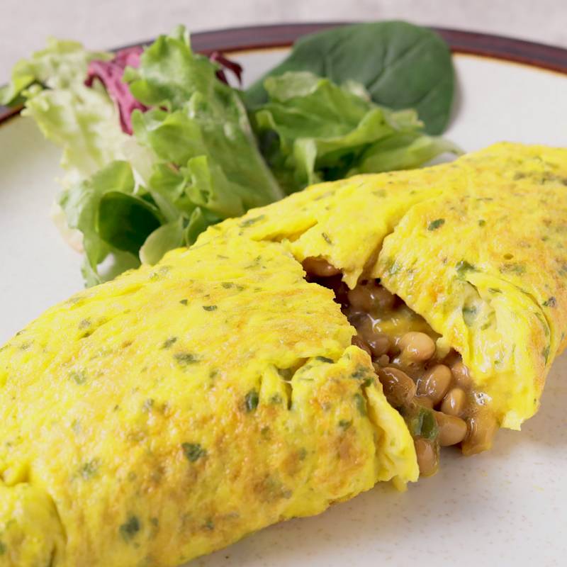 ツナ入り納豆オムレツ